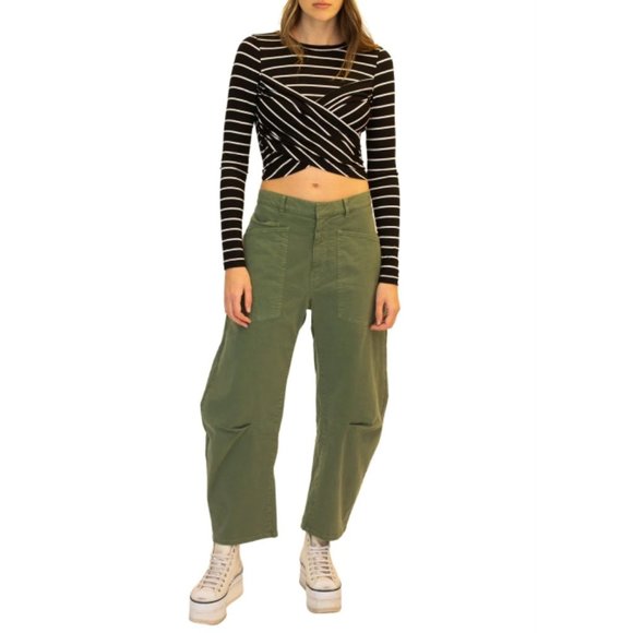 Nili Lotan Pants - Nili Lotan Olive Green Cropped Ankle Pants